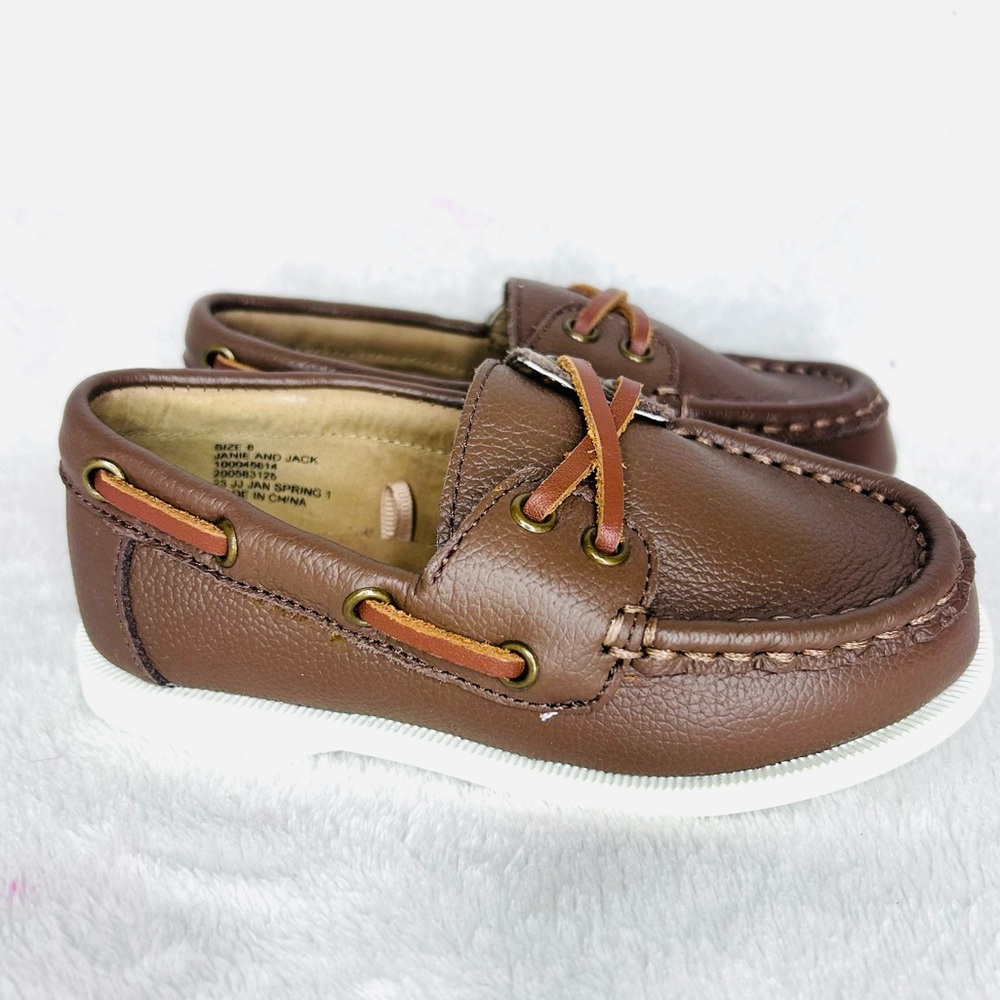Janie and Jack Brown and White Moccasins with Non-Slip Sole- NWOT
